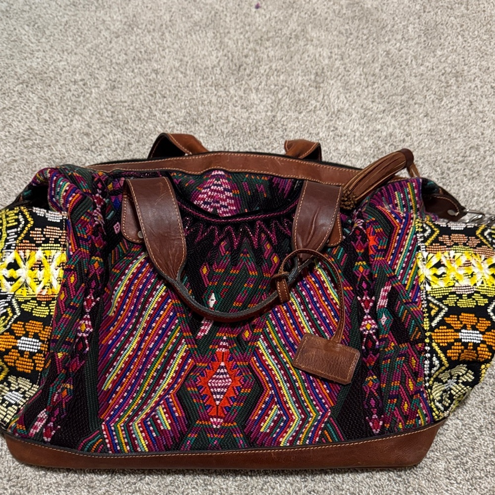 DC Multicolor Patterned Tote with Brown Accents